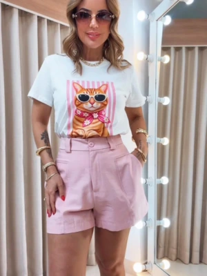 Thati Garuti Store - T-shirt Cat Style 1 Off White