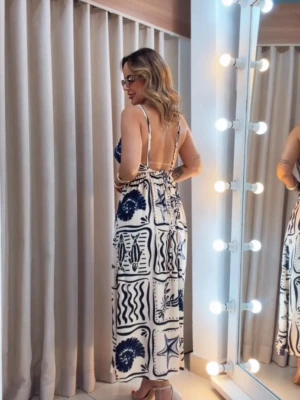 Thati Garuti Store - Vestido Midi Luna Azul e Nude